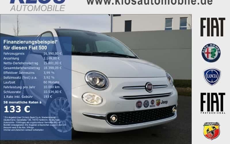 Gelato weiß uni Gebraucht 2023 Fiat 500 Dolcevita Kleinwagen | 16.990 € (Teuer) - Bild 1/4