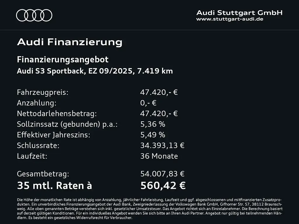 Gebraucht Audi S3 Ambiente 333 PS (244 kW) 2025 Daytonagrau perleffekt Limousine