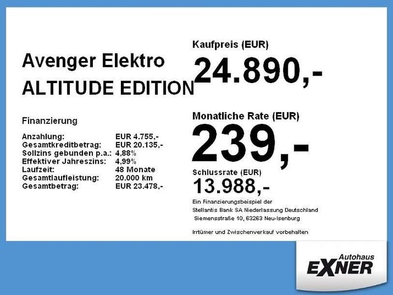 Schwarz Gebraucht 2023 Jeep Avenger EV Altitude SUV | 24.890 € (Guter Preis) - Bild 1/2