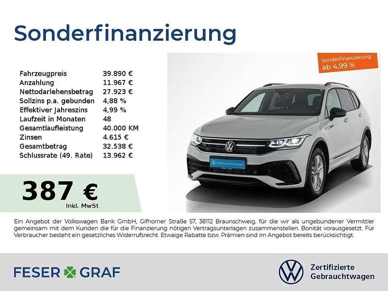 Oryxweiß perlmutteffekt Gebraucht 2024 VW Tiguan Allspace R-line SUV | 39.890 € (Guter Preis) - Bild 1/1