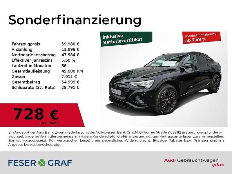Schwarz Gebraucht 2024 Audi Q8 e-tron S-Line SUV | 59.980 € (Teuer) - Bild 1/1
