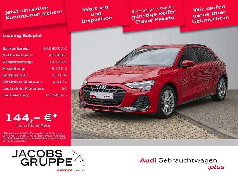 Rot Gebraucht 2024 Audi A3 Sportback S-Line Limousine | 40.680 € (Fairer Preis) - Bild 1/4