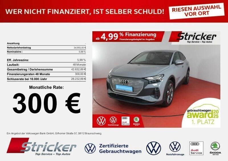 Grau Gebraucht 2023 Audi Q4 Sportback e-tron Comfort SUV | 34.949 € (Superpreis) - Bild 1/4