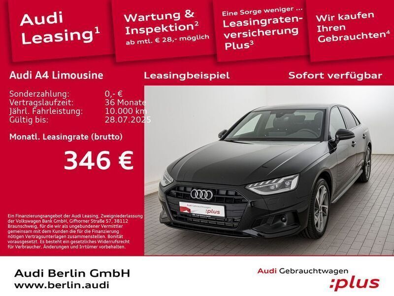 Mythosschwarz metallic Gebraucht 2024 Audi A4 Advanced Plus Limousine | 40.900 € (Teuer) - Bild 1/3