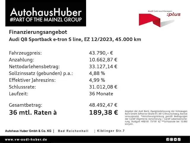 Gebraucht Audi Q8 Sportback e-tron S-Line 250 kW (340 PS) 2024 Ultrablau metallic SUV