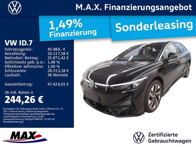 Grenadillschwarz metallic (metallic) Gebraucht 2024 VW ID.7 Pro Limousine | 45.989 € (Fairer Preis) - Bild 1/2