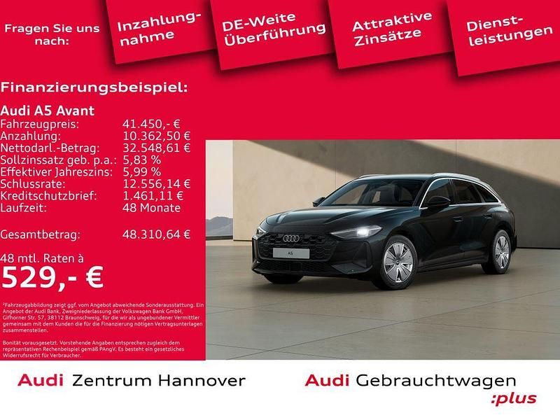 0e mythosschwarz metallic Gebraucht 2025 Audi A5 Sport Kombi | 41.450 € (Superpreis) - Bild 1/4