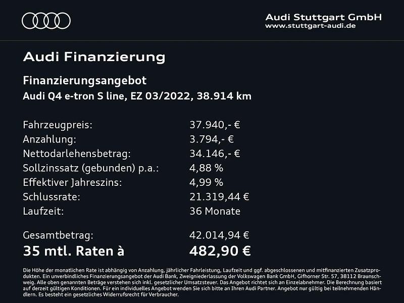 Gebraucht Audi Q4 e-tron S-Line 219 kW (299 PS) 2022 Taifungrau metallic SUV