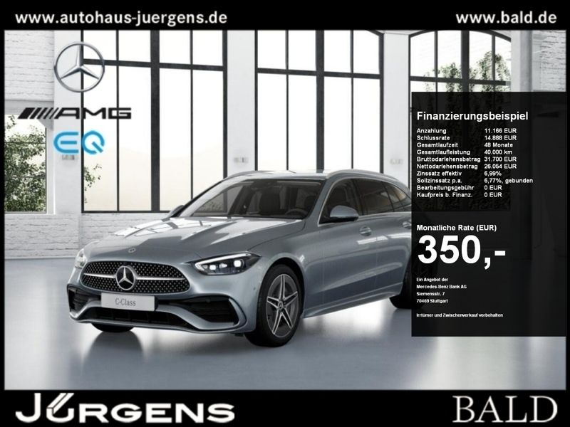 Silber metalliclack hightechsilber Gebraucht 2023 Mercedes C300e AMG Kombi | 37.210 € (Superpreis) - Bild 1/4