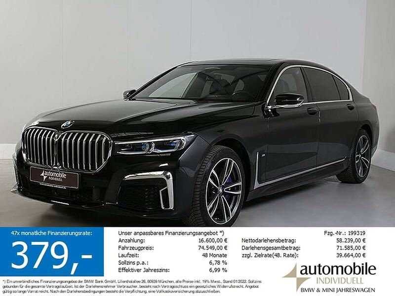 Saphirschwarz met. Gebraucht 2022 BMW 750L M Sport Limousine | 66.240 € (Teuer) - Bild 1/4