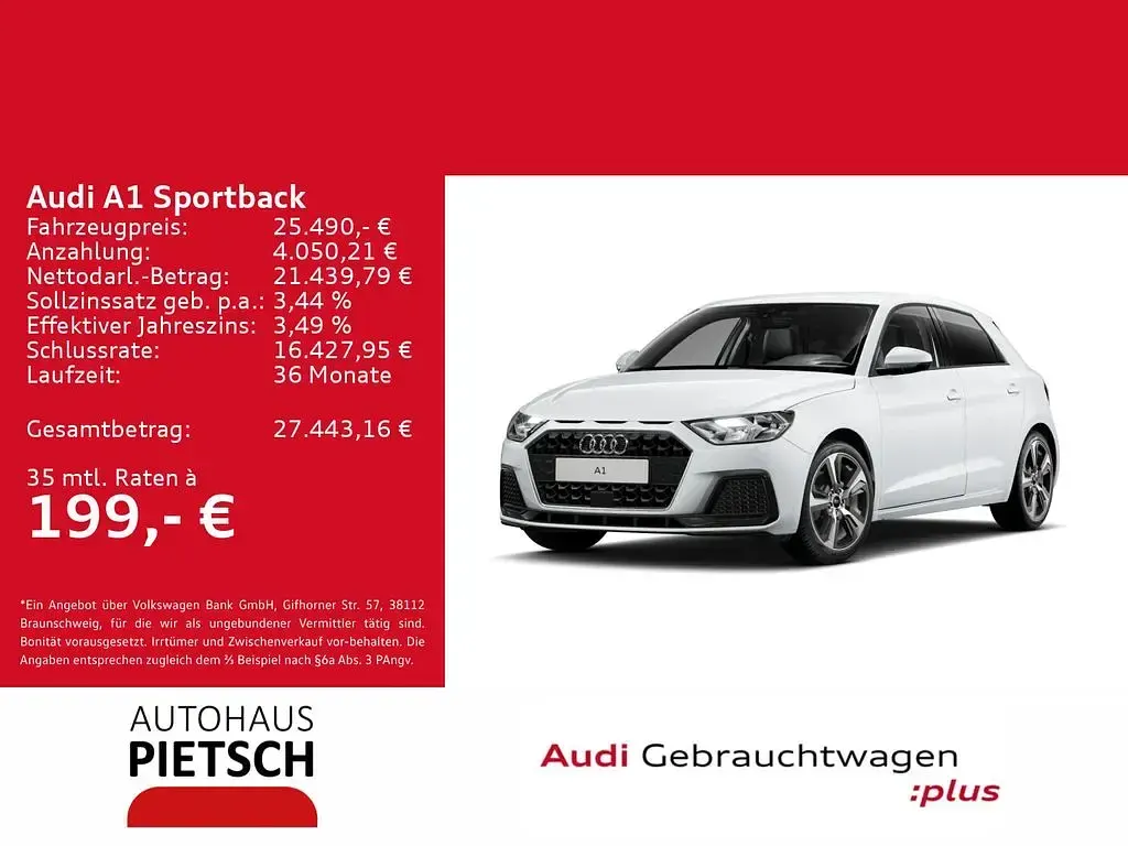 Gebraucht Audi A1 Sportback Advanced 116 PS (85 kW) 2025 Gletscherweiß metallic Kleinwagen