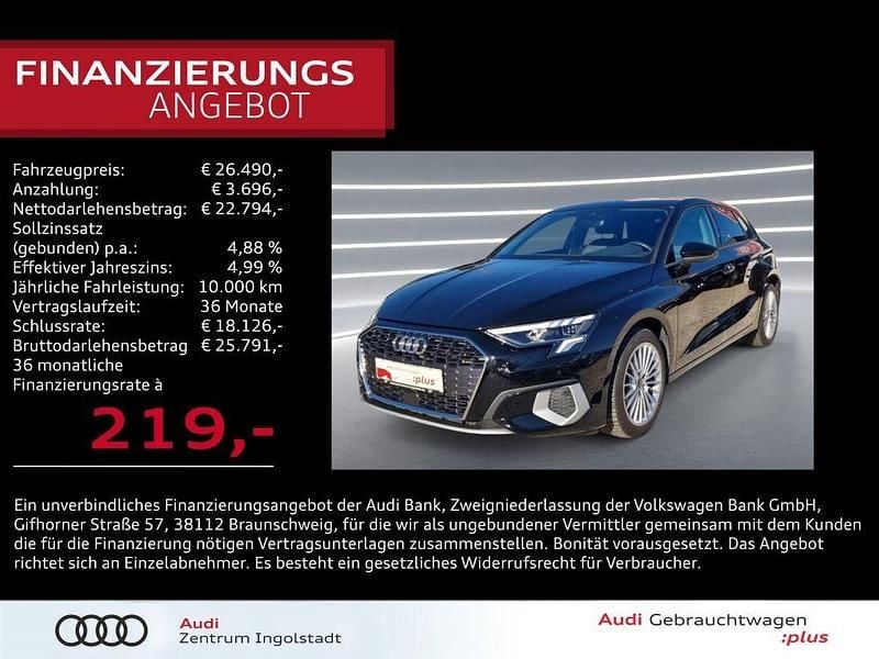 Schwarz Gebraucht 2023 Audi A3 Advanced Limousine | 26.490 € (Superpreis) - Bild 1/3