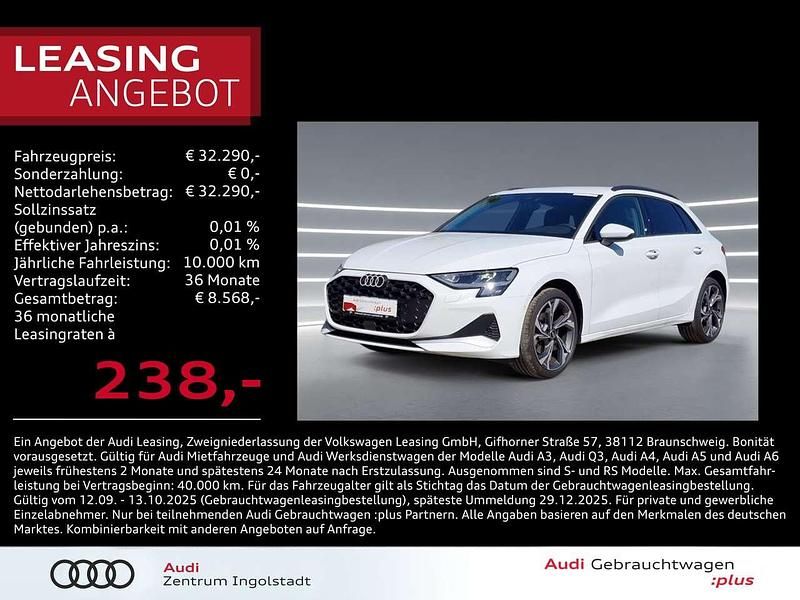 Gletscherweiß metallic Gebraucht 2024 Audi A3 Sportback Advanced Limousine | 32.290 € (Fairer Preis) - Bild 1/3