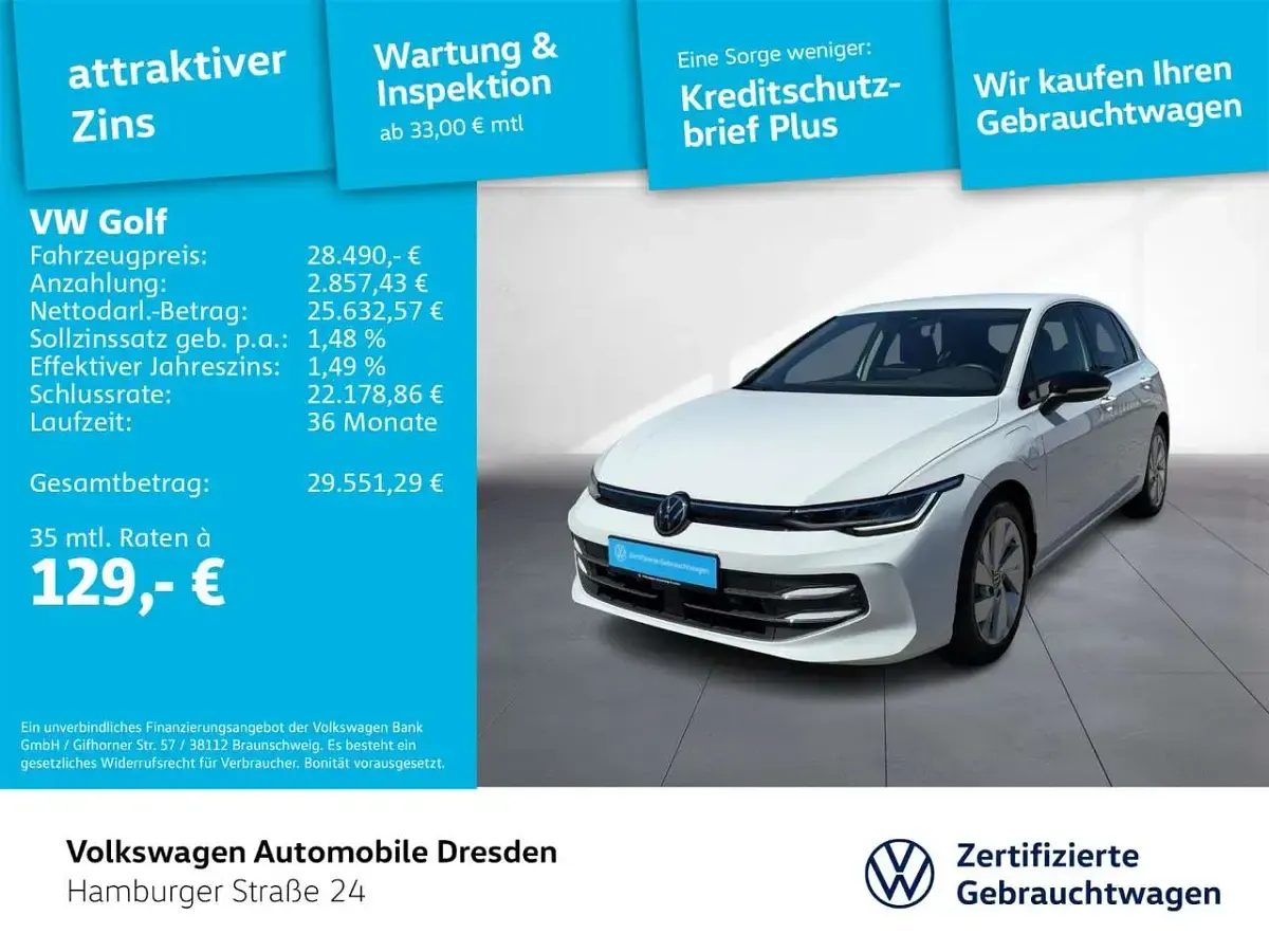 Gebraucht VW Golf VIII Goal 204 PS (150 kW) 2025 Pure white Limousine