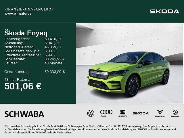 Mambagrün Gebraucht 2025 Skoda Enyaq iV RS SUV | 50.410 € (Guter Preis) - Bild 1/4