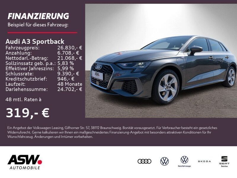 Daytonagrau perleffekt Gebraucht 2022 Audi A3 Sportback e-tron S-Line Limousine | 26.830 € (Fairer Preis) - Bild 1/4