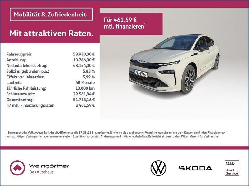 Grau Gebraucht 2025 Skoda Enyaq iV SportLine SUV | 53.930 € (Fairer Preis) - Bild 1/3