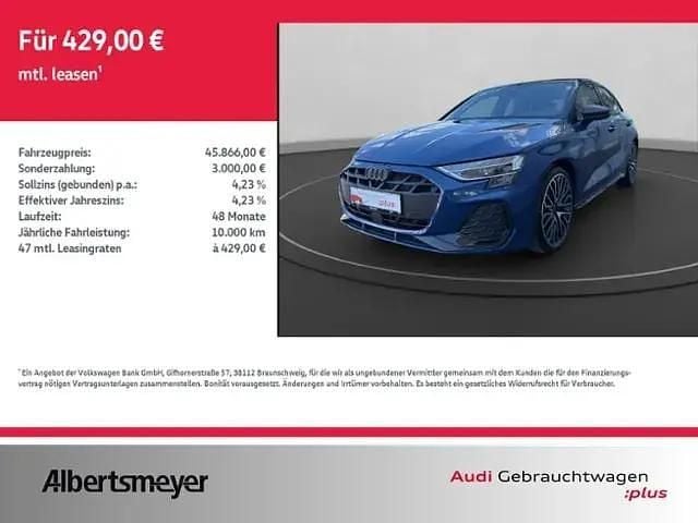 Blau Gebraucht 2024 Audi A3 Sportback S-Line Limousine | 45.866 € - Bild 1/4