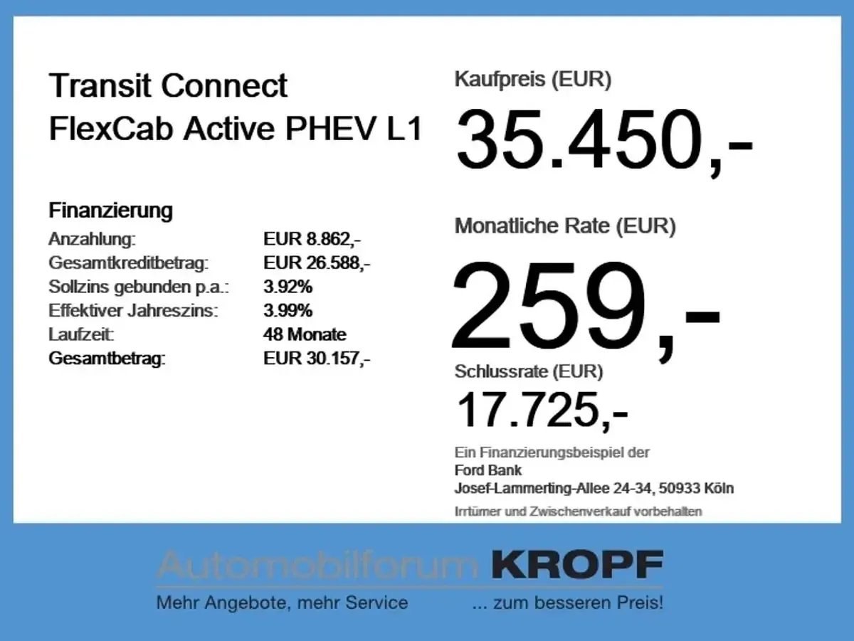 Neu Ford Transit Connect Active 150 PS (110 kW) 2026 Comet grey Van / Kleinbus