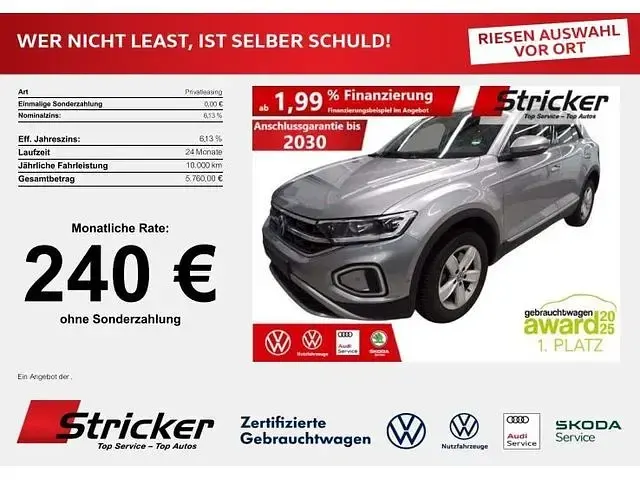 Gebraucht VW T-Roc Style 150 PS (110 kW) 2025 Pyritsilber metallic (metallic) SUV