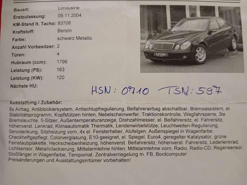 Gebraucht Mercedes E200 Classic 163 PS (119 kW) 2004 Schwarz Limousine