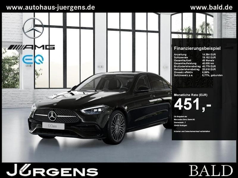 Metalliclack obsidianschwarz Gebraucht 2024 Mercedes C180 AMG Limousine | 47.880 € (Teuer) - Bild 1/4
