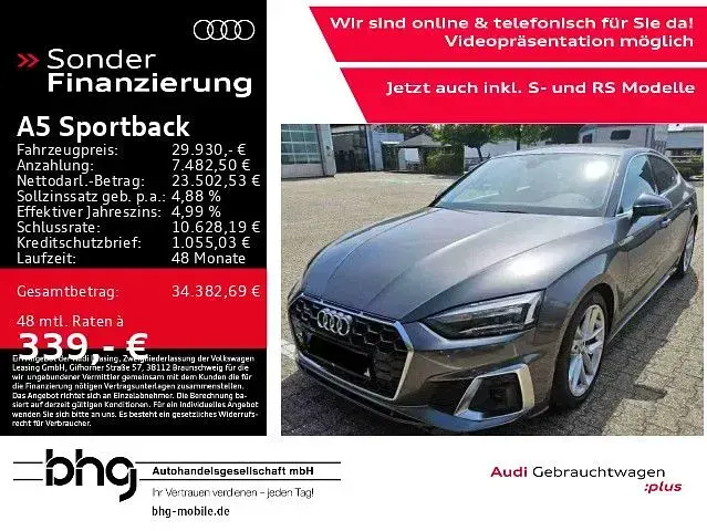 Gebraucht Audi A5 Sportback S-Line 231 PS (169 kW) 2020 Grau Kleinwagen