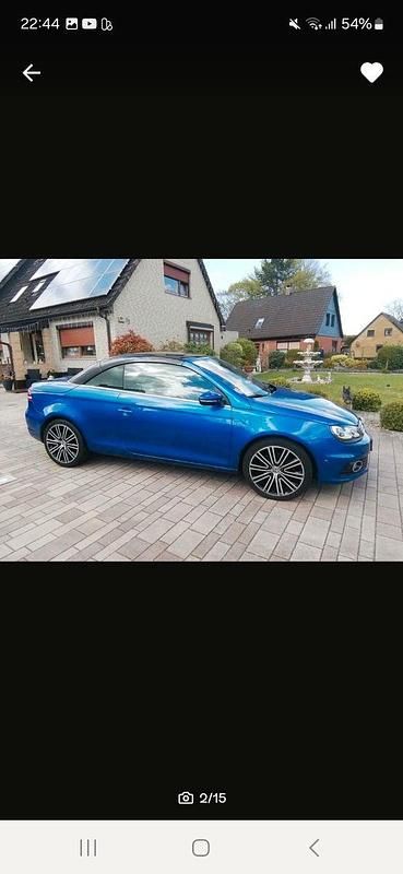 Second-hand VW Eos Exclusive 140 CP (102 kW) 2014 Albastru Cabrio