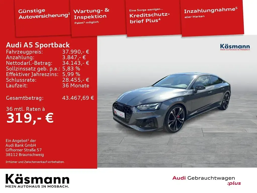 Gebraucht Audi A5 Sportback S-Line 204 PS (150 kW) 2024 Daytonagrau perleffekt Kleinwagen