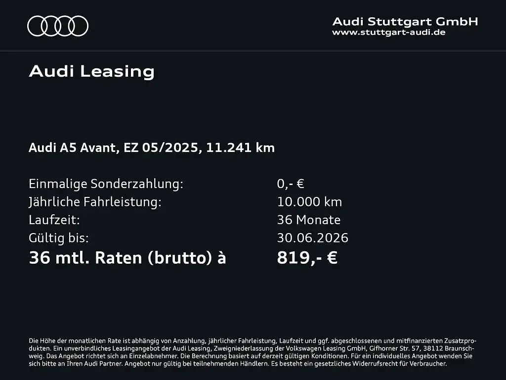 Second-hand Audi A5 Ambiente 299 CP (219 kW) 2025 Alb Break