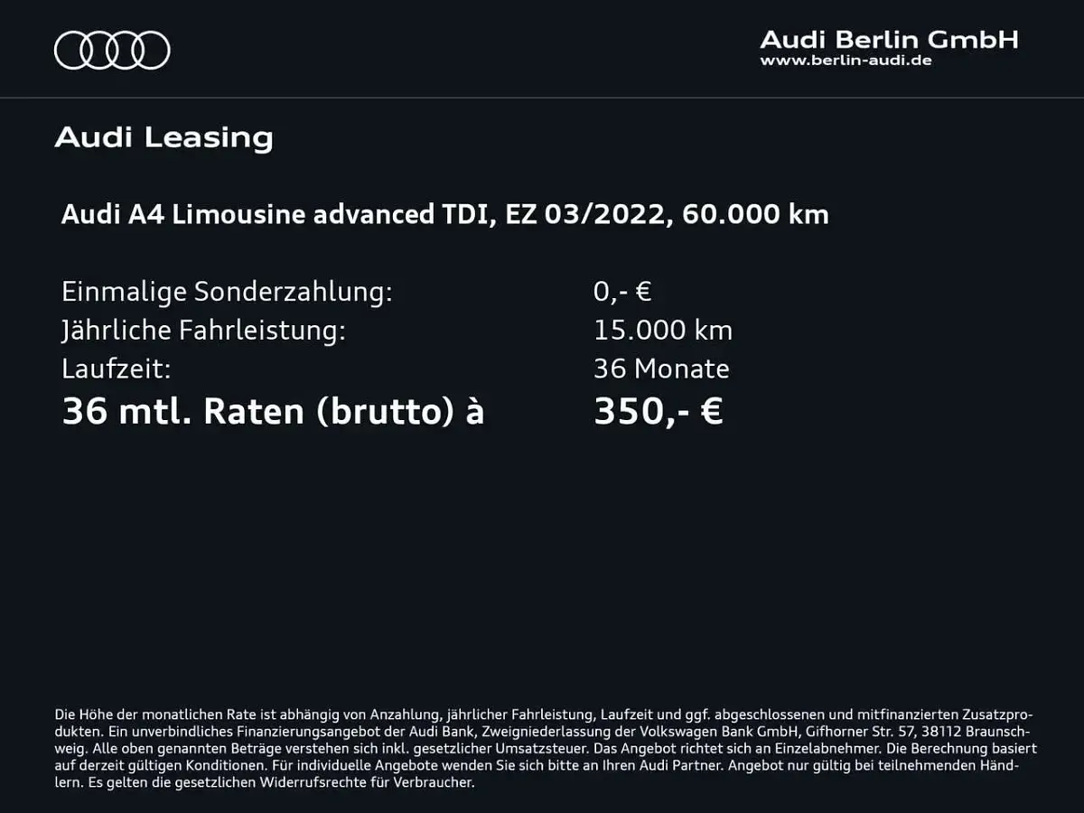 Gebraucht Audi A4 Ambiente 204 PS (150 kW) 2022 Mythosschwarz metallic Limousine