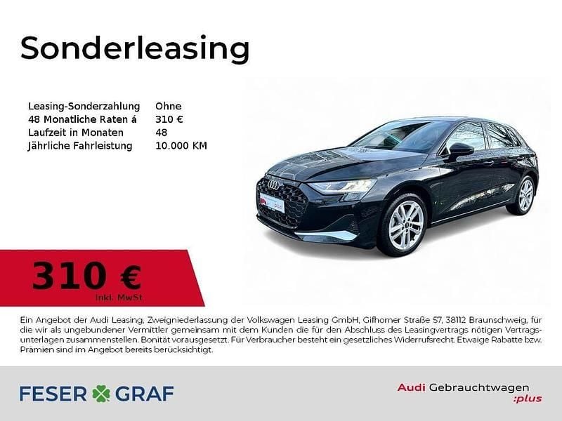 Mythosschwarz metallic Gebraucht 2025 Audi A3 Advanced Plus Limousine | 32.590 € (Superpreis) - Bild 1/4