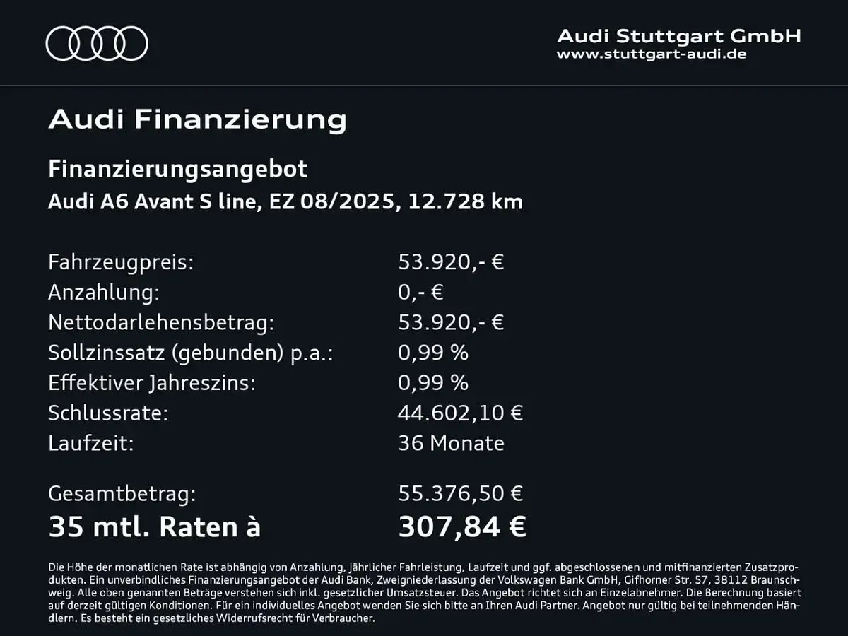 Gebraucht Audi A6 S-Line 367 PS (269 kW) 2025 Florettsilber metallic Kombi