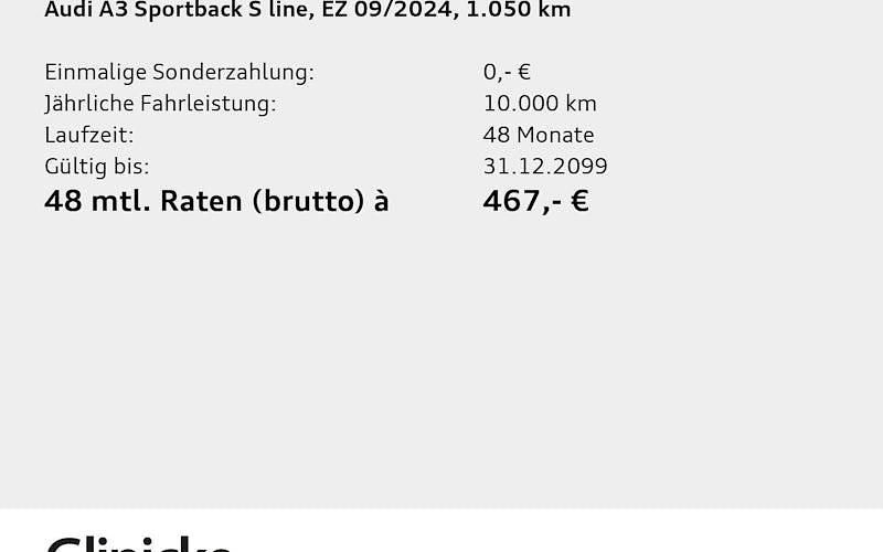 Gebraucht Audi A3 S-Line 150 PS (110 kW) 2024 Mythosschwarz metallic Limousine