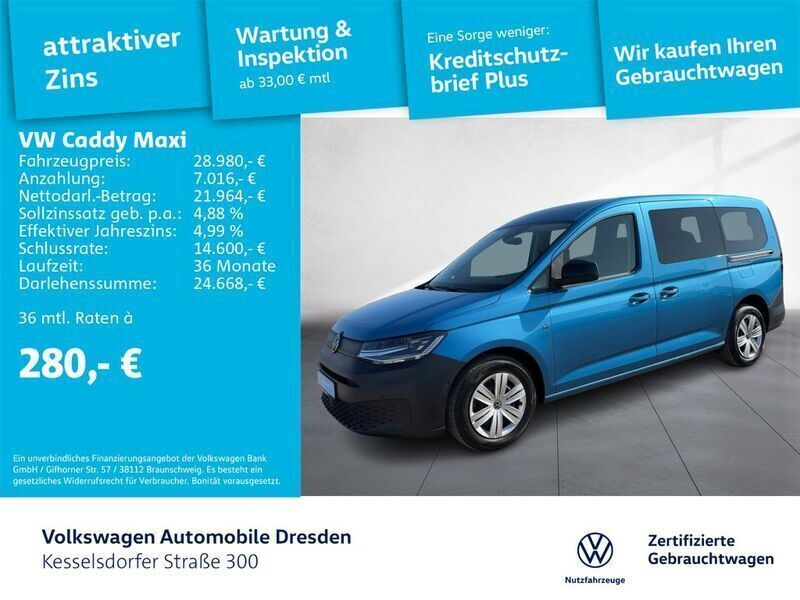 Costa azul metallic Gebraucht 2022 VW Caddy Maxi Basis Van / Kleinbus | 34.980 € (Teuer) - Bild 1/4