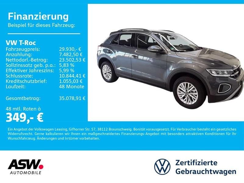 Indiumgrau metallic Gebraucht 2025 VW T-Roc Life SUV | 29.930 € (Superpreis) - Bild 1/4