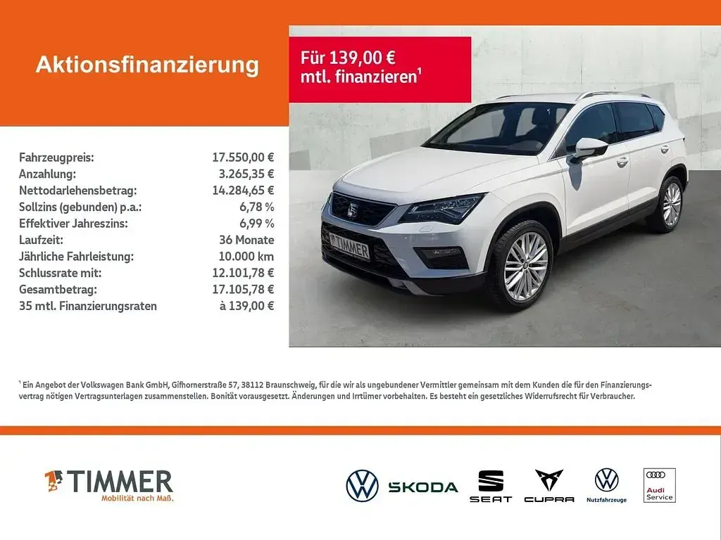 Gebraucht Seat Ateca XCELLENCE 150 PS (110 kW) 2020 Weiß SUV