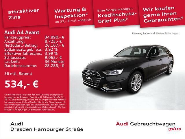 Mythosschwarz metallic Gebraucht 2024 Audi A4 Advanced Kombi | 34.890 € (Teuer) - Bild 1/2
