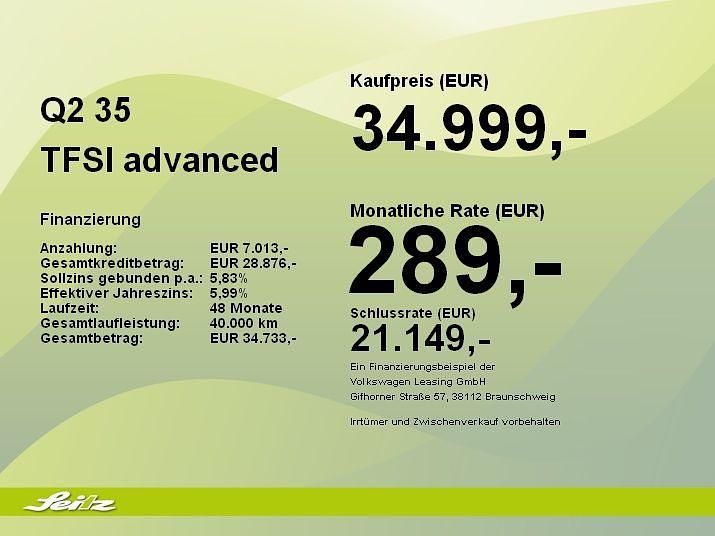 Brillantschwarz Gebraucht 2025 Audi Q2 Advanced Plus SUV | 34.999 € (Teuer) - Bild 1/1