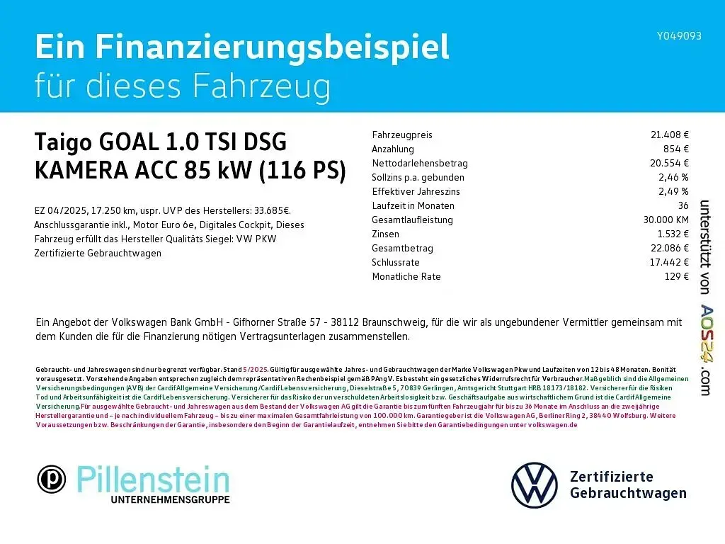 Gebraucht VW Taigo Goal 116 PS (85 kW) 2025 Grau SUV
