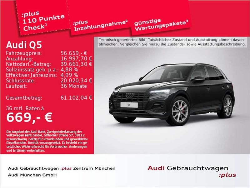 Mythosschwarz metallic Gebraucht 2025 Audi Q5 Advanced SUV | 56.659 € (Superpreis) - Bild 1/2