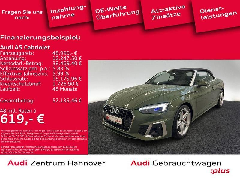 M4 distriktgrün metallic Gebraucht 2024 Audi A5 Cabriolet S-Line Cabrio | 48.990 € (Fairer Preis) - Bild 1/4