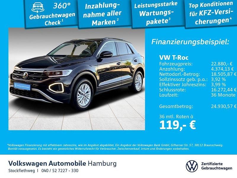 Schwarz Gebraucht 2024 VW T-Roc Life SUV | 22.880 € (Fairer Preis) - Bild 1/3