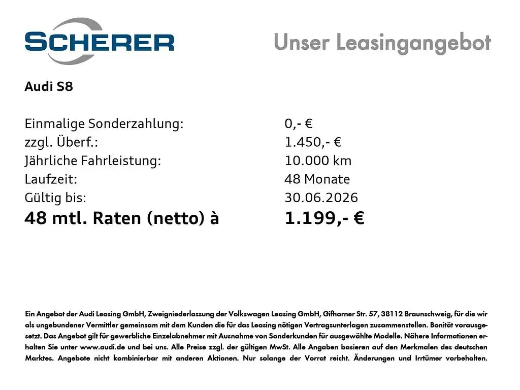 Neu Audi S8 571 PS (419 kW) 2026 Schwarz Limousine
