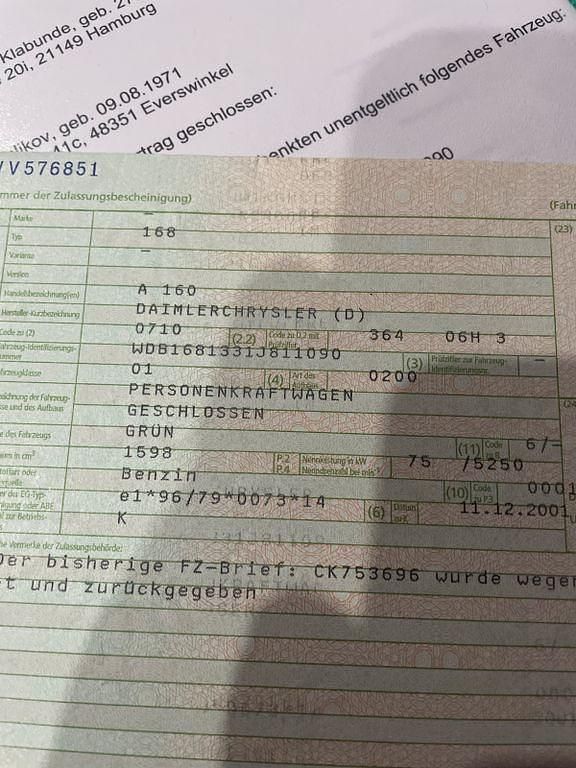 Gebraucht Mercedes A160 Avantgarde 102 PS (75 kW) 2002 Grün Van / Kleinbus