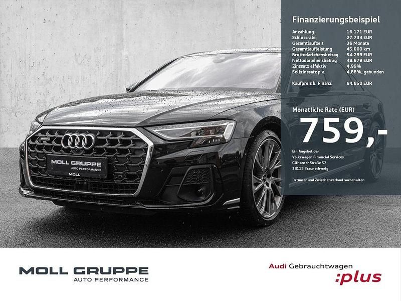 Mythosschwarz metallic Gebraucht 2022 Audi A8 Ambiente Limousine | 64.850 € (Fairer Preis) - Bild 1/3