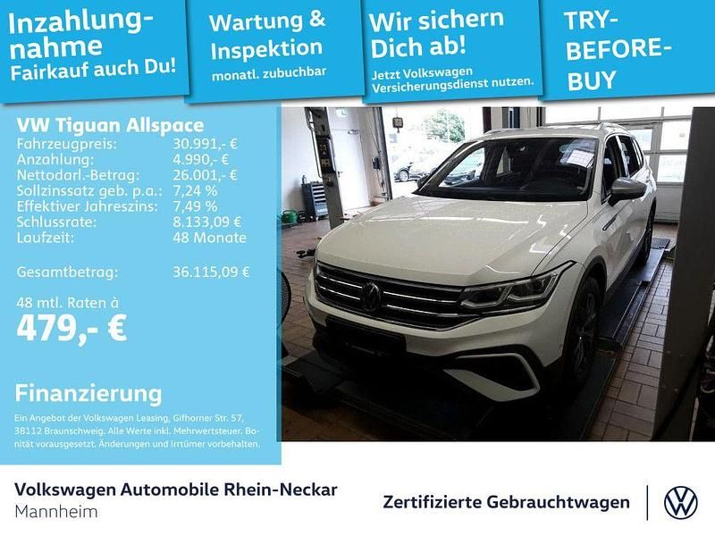 Pure white Gebraucht 2022 VW Tiguan Allspace Life SUV | 30.991 € (Fairer Preis) - Bild 1/3