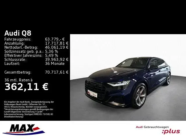 Gebraucht Audi Q8 S-Line 286 PS (210 kW) 2023 Navarrablau metallic SUV