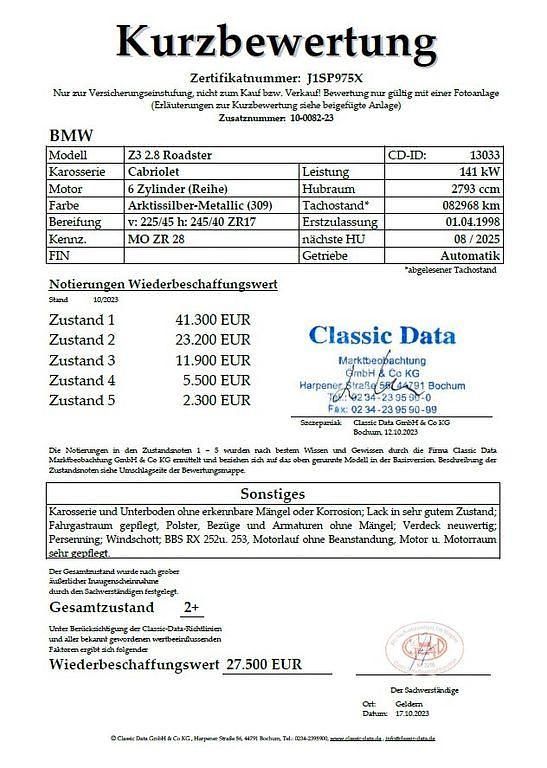 Gebraucht BMW Z3 192 PS (141 kW) 1998 Silber Cabrio