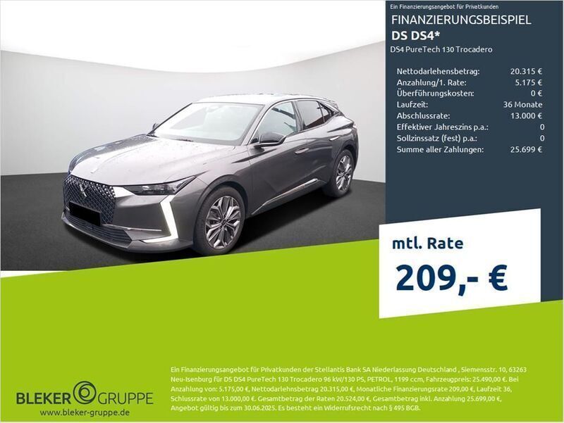 Platiniumgrau (metallic) Gebraucht 2022 DS Automobiles DS4 Trocadero Limousine | 25.490 € (Fairer Preis) - Bild 1/3